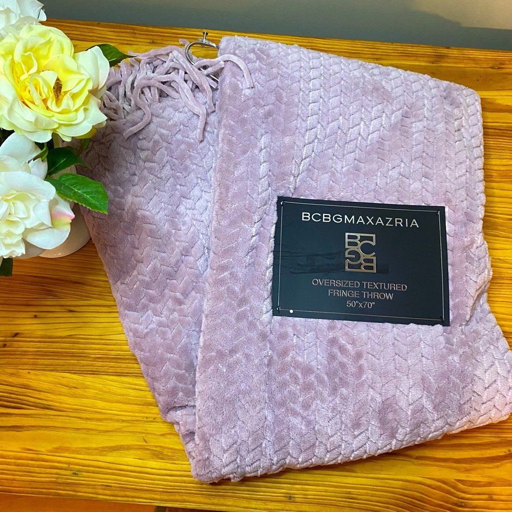 BCBG Maxaria Oversized Lavender Throw With Fringe